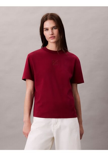 Camiseta Roja Interlock Con Emblema CK Calvin Klein