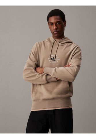 Buzo Beige Graphic Stamp Nyc Con Capota Calvin Klein Calvin Klein
