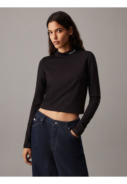 Top Negro De Manga Larga De Punto Milano Calvin Klein