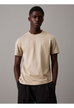 Camiseta Beige De Algodón Con Parche De Goma Calvin Klein