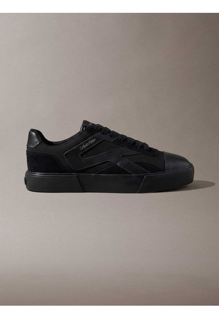 Tenis Negro De Corte Bajo Con Bandas Laterales Calvin Klein