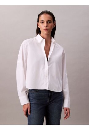 Camisa Blanca Solid Boxy Cropped Calvin Klein