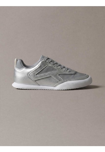 Tenis Gris Runner De Perfil Bajo Con Franjas Calvin Klein