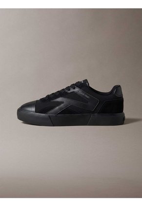 Tenis Negro De Corte Bajo Con Bandas Laterales Calvin Klein