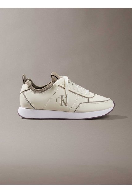 Tenis Beige Retro Runner De Cuero Calvin Klein