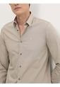 Camisa Beige Slim De Popelín Elástico Calvin Klein de Calvin Klein
