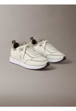Tenis Beige Retro Runner De Cuero Calvin Klein