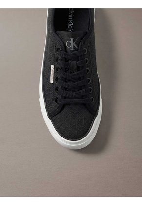 Tenis Negro De Plataforma Con Estampado De Monograma Calvin Klein