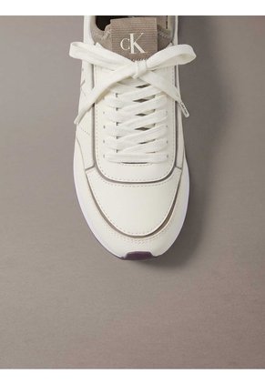 Tenis Beige Retro Runner De Cuero Calvin Klein