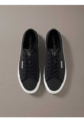 Tenis Negro De Plataforma Con Estampado De Monograma Calvin Klein