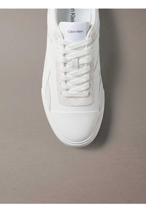 Tenis Blanco De Corte Bajo Con Bandas Laterales Calvin Klein