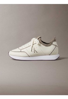 Tenis Beige Retro Runner De Cuero Calvin Klein