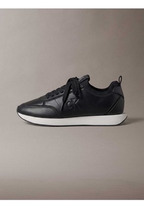 Tenis Negro Retro Runner De Cuero Calvin Klein