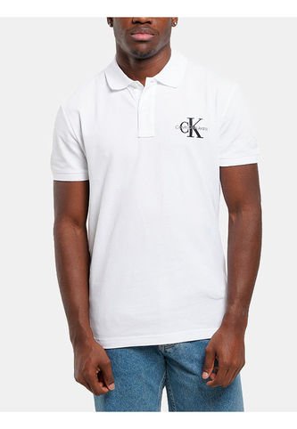 Polo Blanco Con Monograma Calvin Klein Calvin Klein