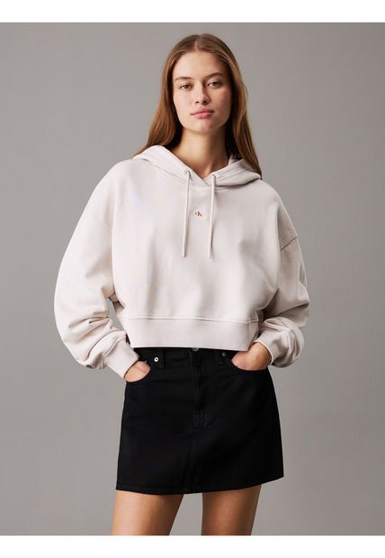 Buzo Blanco Boxy Con Capota De Felpa De Algodón Calvin Klein
