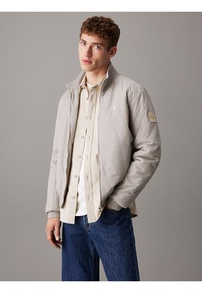Chaqueta Gris De Nailon Acolchado Con Cremallera Calvin Klein