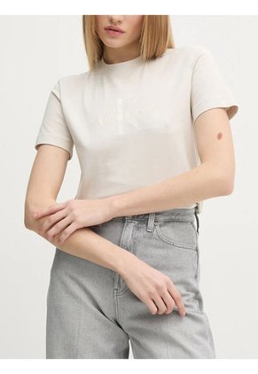 Camiseta Blanca Regular Con Monograma Brillante Calvin Klein