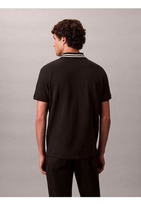 Polo Negro De Piqué Con Ribetes En Contraste Calvin Klein