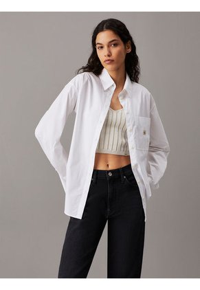 Camisa Blanca Holgada De Popelín De Algodón Calvin Klein