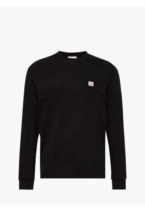 Camiseta Negra De Manga Larga Con Textura Ligera Calvin Klein