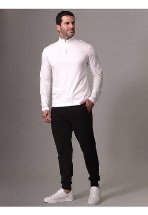 Camiseta Blanca Con Cuello Alto Y Media Cremallera Calvin Klein