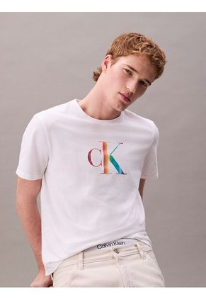 Camiseta Blanca Con Monograma Arcoíris - Pride Calvin Klein