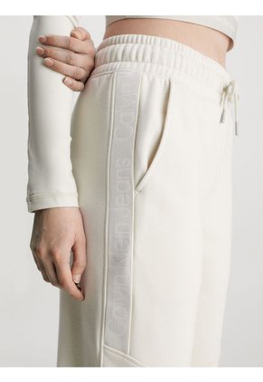 Pantalón De Chándal Holgado Con Logo Tape Mujer Beige Calvin Klein