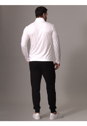 Camiseta Blanca Con Cuello Alto Y Media Cremallera Calvin Klein