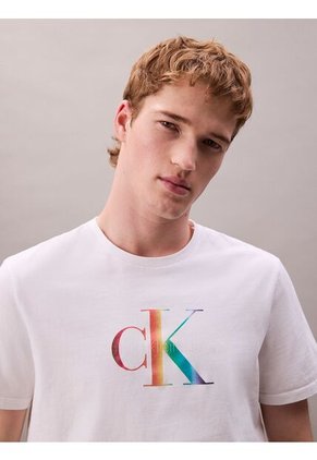 Camiseta Blanca Con Monograma Arcoíris - Pride Calvin Klein