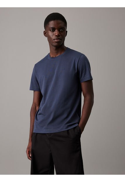 Camiseta Negra De Algodón Con Parche De Goma Calvin Klein