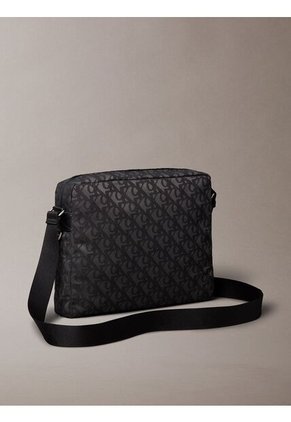 Bolso Negro Cruzado Con Estampado De Monograma Calvin Klein