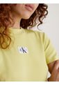 Camiseta De Punto De Canalé Con Insignia Mujer Amarillo Calvin Klein de Calvin Klein
