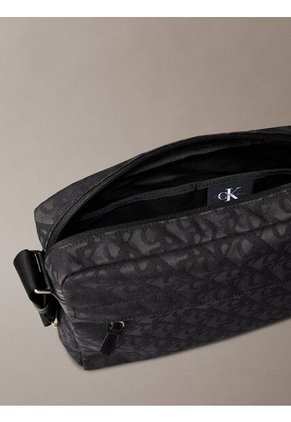 Bolso Negro Cruzado Con Estampado De Monograma Calvin Klein