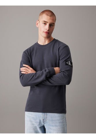 Camiseta Negra Slim De Manga Larga De Punto Gofrado Calvin Klein Calvin Klein