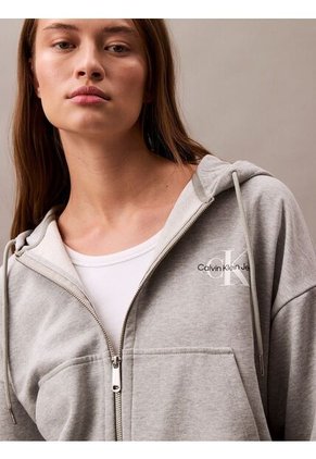 Buzo Gris Con Capota Y Cierre De Cremallera Calvin Klein