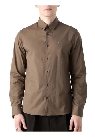 Camisa Verde Slim De Popelín Elástico Calvin Klein Calvin Klein