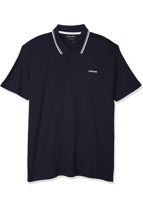 Polo Azul Con Ribete De Algodón Líquido Calvin Klein
