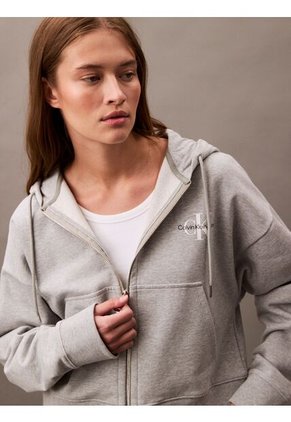 Buzo Gris Con Capota Y Cierre De Cremallera Calvin Klein