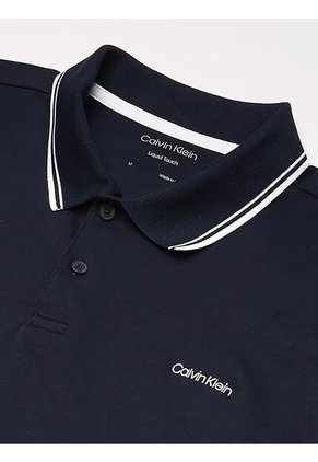 Polo Azul Con Ribete De Algodón Líquido Calvin Klein