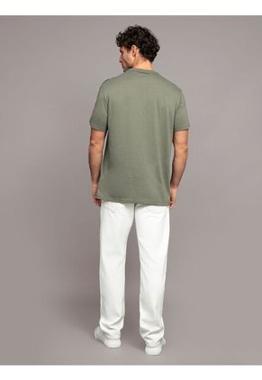 Camiseta Verde Con Ribete De Logotipo En Las Mangas Calvin Klein