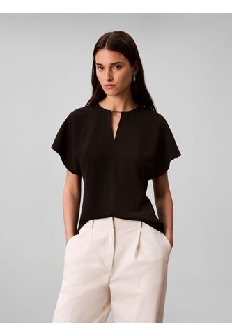 Blusa Negra De Manga Corta En Crêpe De Chine Calvin Klein Calvin Klein