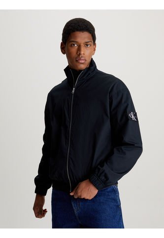 Rompe Viento Negro Relaxed De Algodón Con Cremallera Calvin Klein Calvin Klein