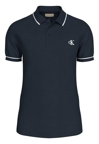 Polo Azul Oscuro Slim Con Ribete En Contraste Calvin Klein Calvin Klein
