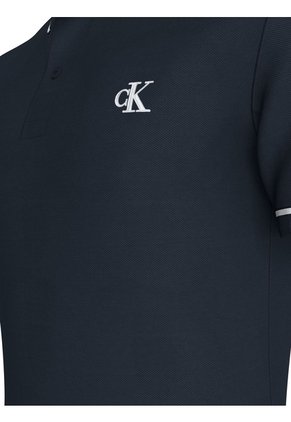 Polo Azul Oscuro Slim Con Ribete En Contraste Calvin Klein