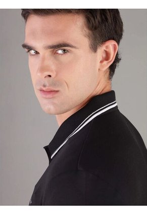 Polo Negro Con Ribete De Algodón Líquido Calvin Klein