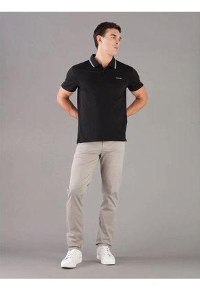 Polo Negro Con Ribete De Algodón Líquido Calvin Klein