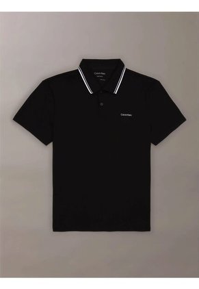 Polo Negro Con Ribete De Algodón Líquido Calvin Klein