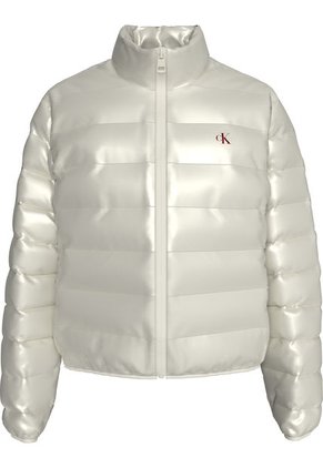 Chaqueta Blanca Acolchada De Plumón Con Brillo Ultraligero Calvin Klein