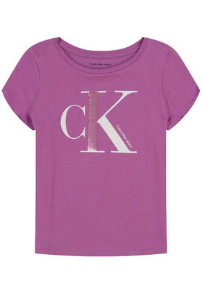 Camiseta Con Cuello Redondo Niña Morado Calvin Klein