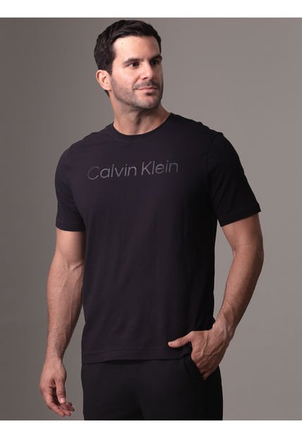 Camiseta Negra Deportiva Con Logotipo Tonal Calvin Klein